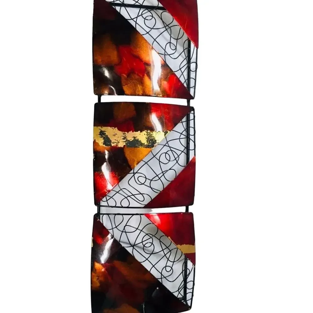 Vertical 3-Panel Metal Wall Decor
